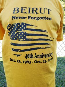 Shirt-Beirut Gold 40th Anniversary Blessed Are The Peacemakers US Made